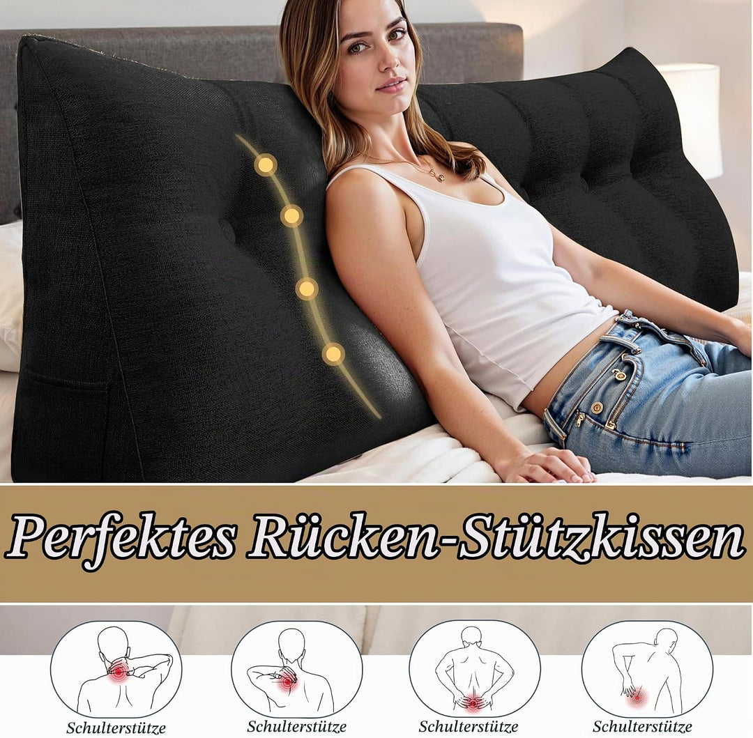 Kopfteil Bett Rückenkissen – Grosses Lesekissen für Bett &amp; Sofa, Bequemes Rückenstützkissen fürs Les