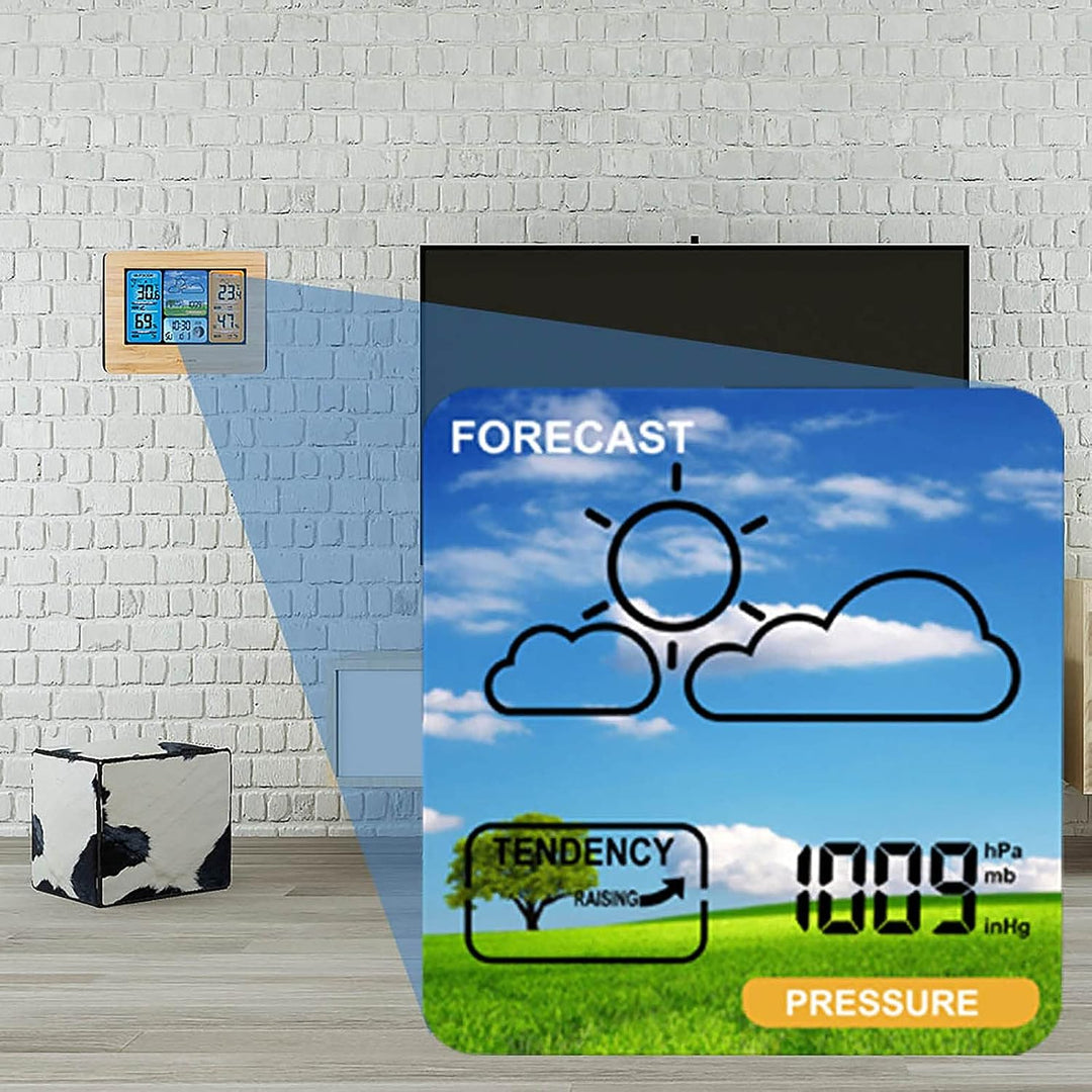 Wetterstation Funk mit Aussensensor, Wetterstationen mit Farbdisplay Elfenbein, Elfenbein