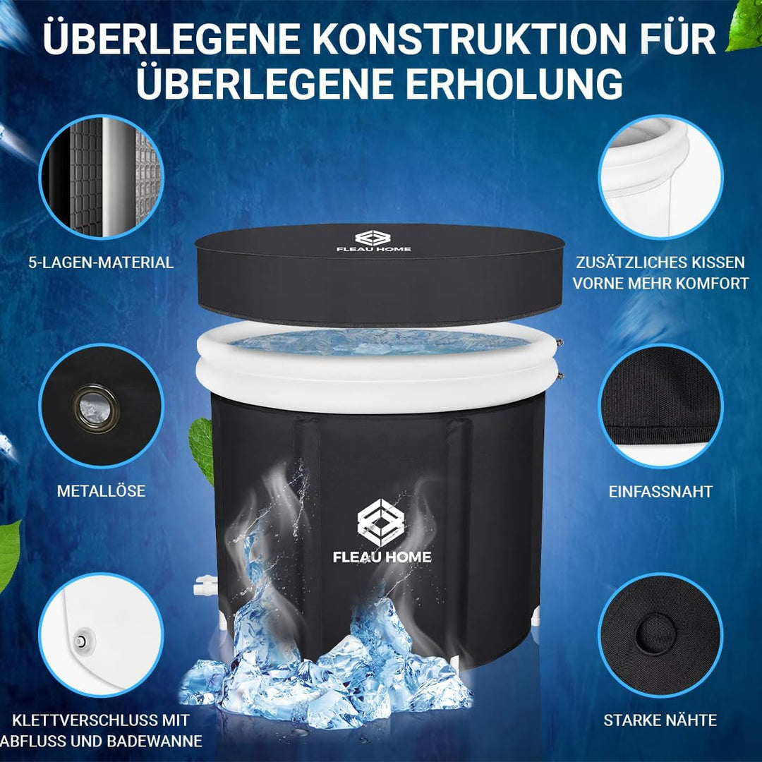 Fleau Home Eisbad XXL PRO - Sitzbad mit Deckel &amp; Pumpe - Einzigartiges Isoliermodell - Doppelsitzkis
