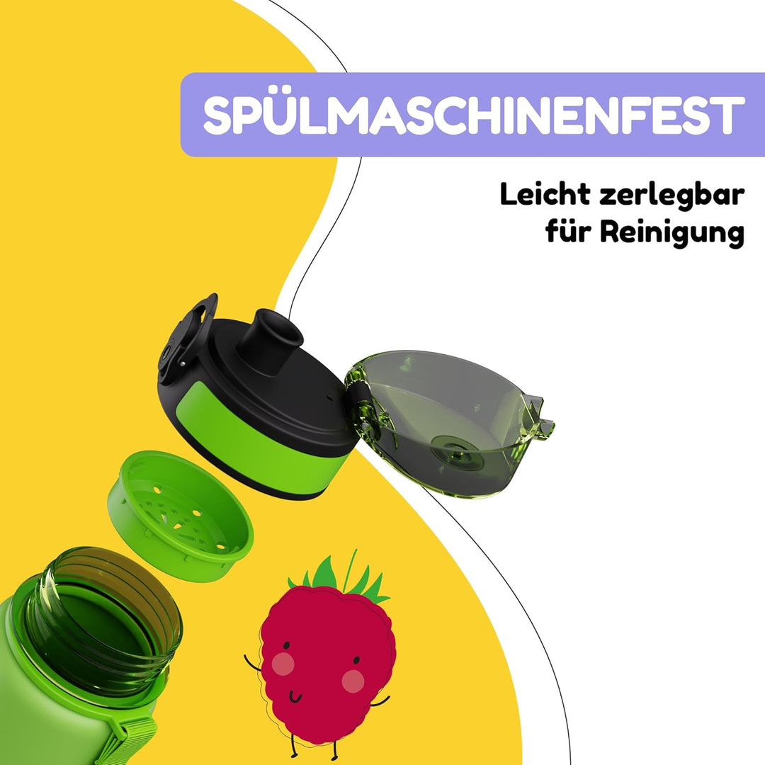schmatzfatz Trinkflasche Kinder 500ml - Auslaufsicher, BPA-frei, 1-Klick-Verschluss, Tritan, Kinderf