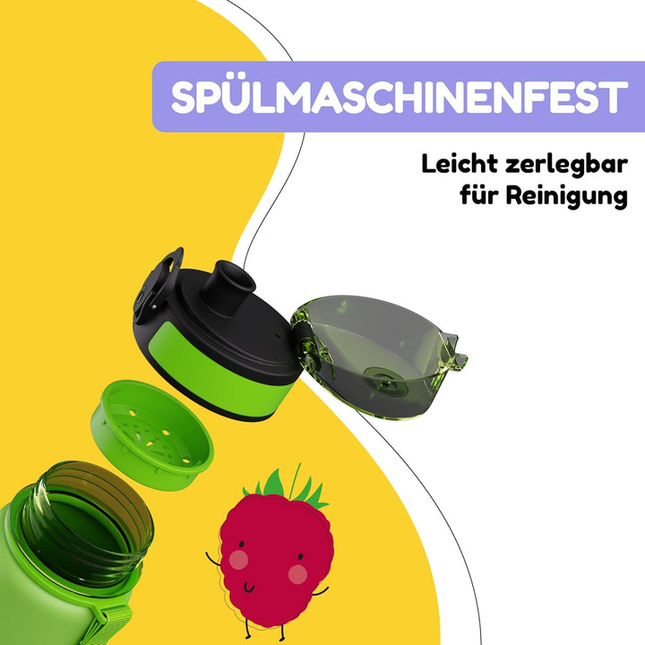 schmatzfatz Trinkflasche Kinder 500ml - Auslaufsicher, BPA-frei, 1-Klick-Verschluss, Tritan, Kinderf