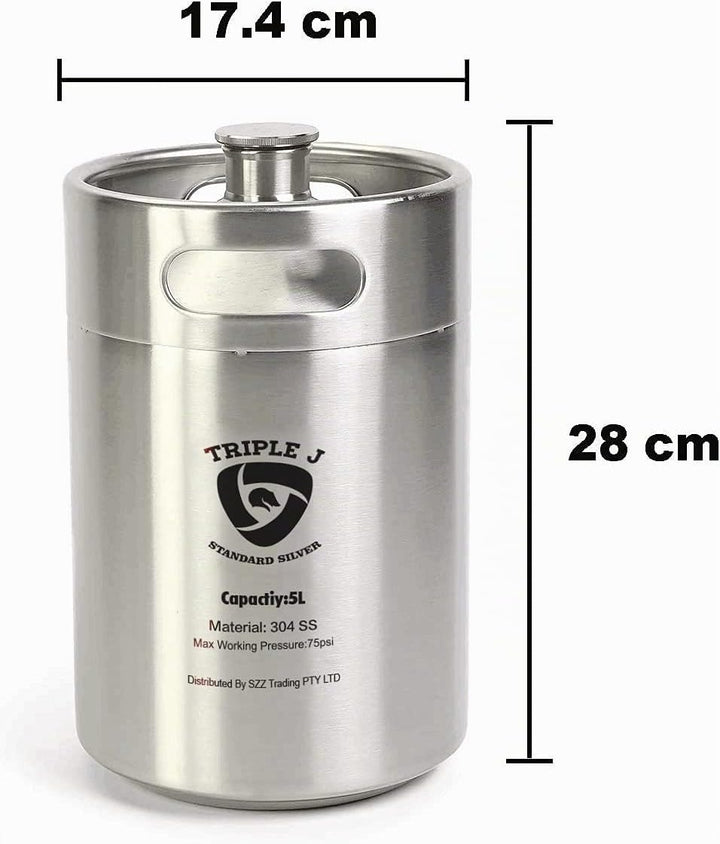 triplej Mini Edelstahl-Fass für Selbstbrauen, 5 l, 304 5L Standard Silver, 5L Standard Silver