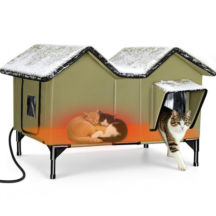 Beheiztes Katzenhaus Outdoor Winterfest, extra grosses isoliertes Katzenhaus für draussen mit Heizpo