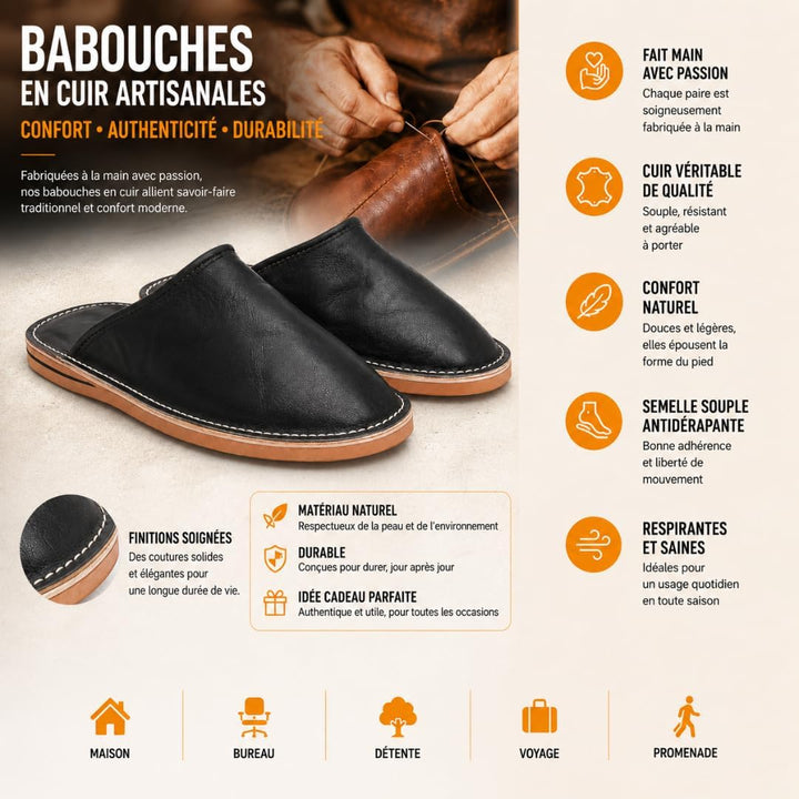 100% Leder Solide und Bequeme Hausschuhe für Damen und Herren für Zuhause oder Outdoor - Traditionel
