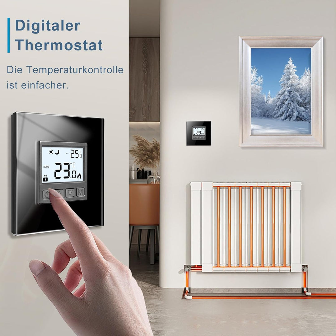 CNBINGO Thermostat Fussbodenheizung Raumthermostat Digital Unterputz für Wasser Boiler Thermostat He