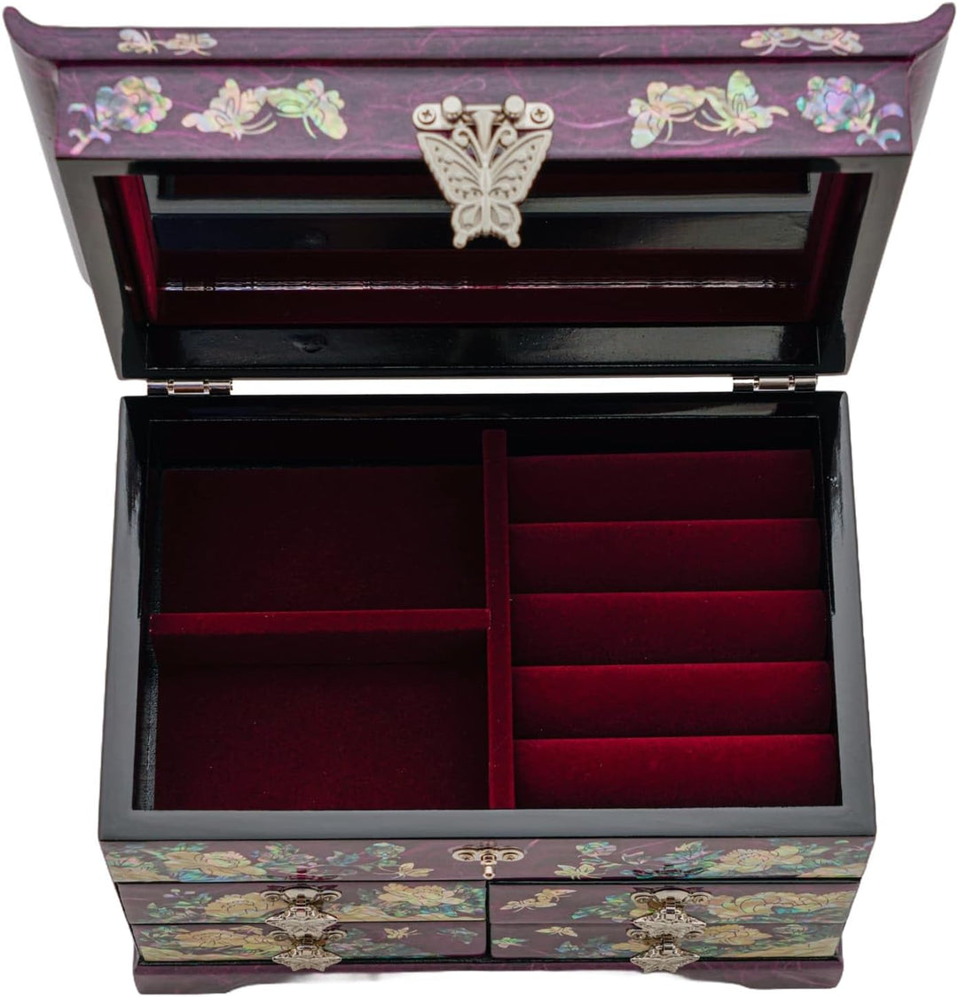 February Mountain Mother of Pearl Wooden Jewelry Organizer Box – Jewelry Storage Box for Women, Feat