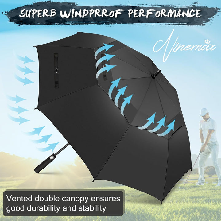 NINEMAX Golfschirm Gross 62/68 Inch Golf Regenschirm Sturmfest Automatik Öffnen Golf Regenschirm Dop