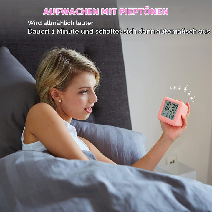 Plumeet Digitaler Reisewecker, Einfach Einzustellen, mit Schlummermodus, Weichem Nachtlicht, Grossem