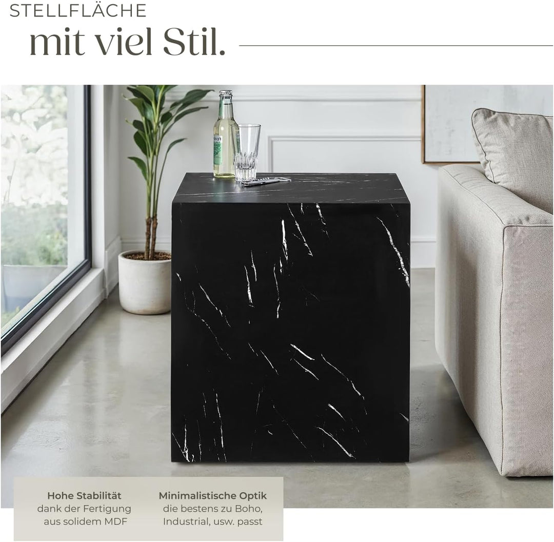 tectake® Couchtisch in Marmor Optik, Beistelltisch, moderner Wohnzimmertisch, Sofatisch, Tisch Wohnz