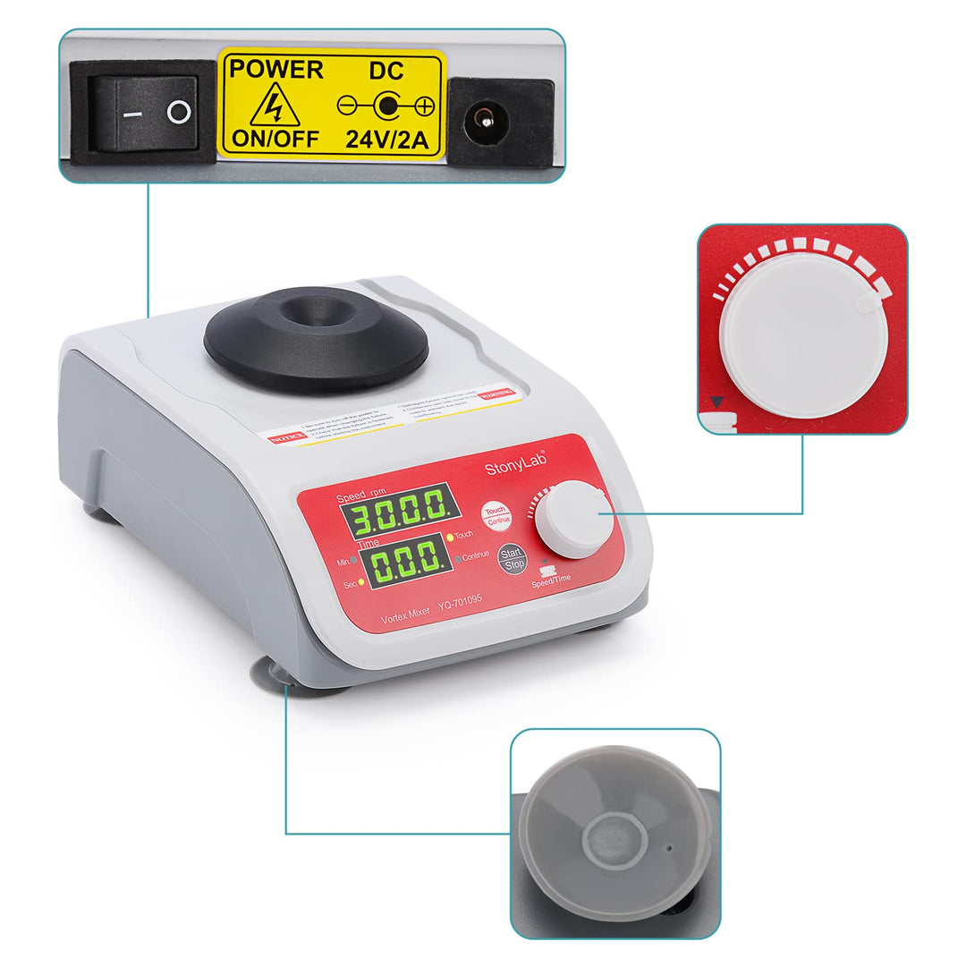 stonylab Vortex Schüttler, Vortex Mixer Labormischer 200-3000 U/min Fortschrittlicher Digitaler Vort