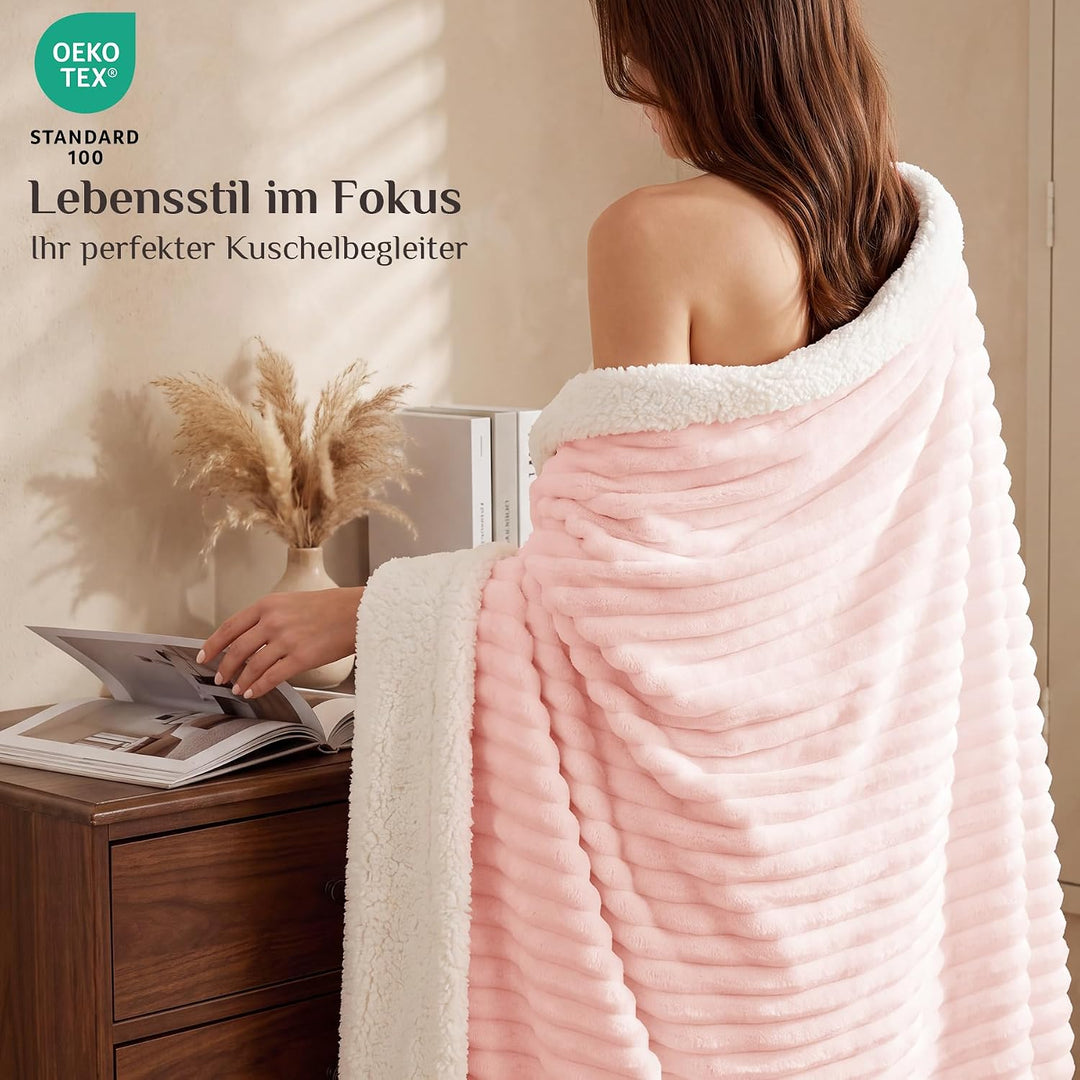 BEDELITE warme Decke Sherpa Kuscheldecke Flauschig Hellrosa 150x200 Hellrosa 150 x 200 cm, Hellrosa