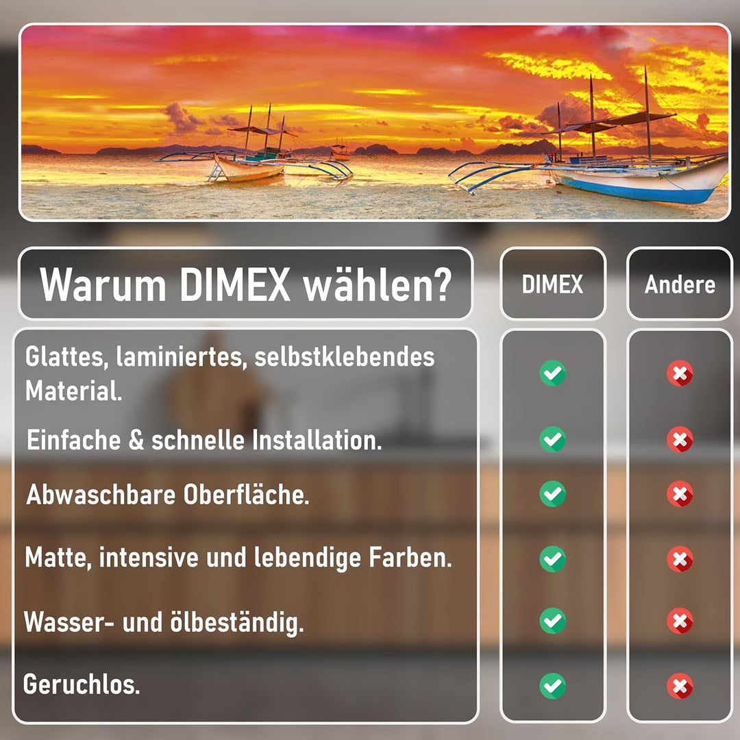DIMEX Küchenrückwand Folie selbstklebend Schiff | Klebefolie - Dekofolie - Spritzschutz für Küche |