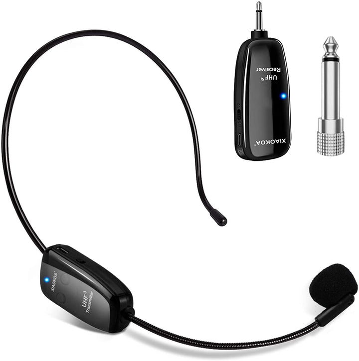Kabelloses Mikrofon Headset, UHF Kabelloser Mic, USB-C Ladeanschluss Drahtloses Microphone, 50m Kabe