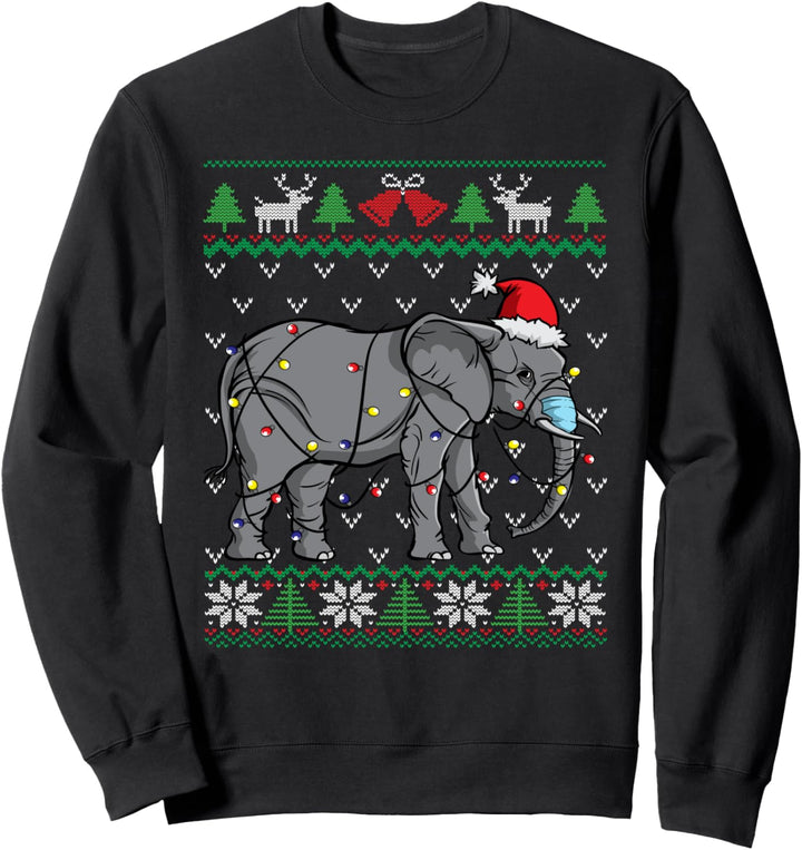Elefanten-Gesichtsmaske | Elefanten-Weihnachtsmann | Sweatshirt