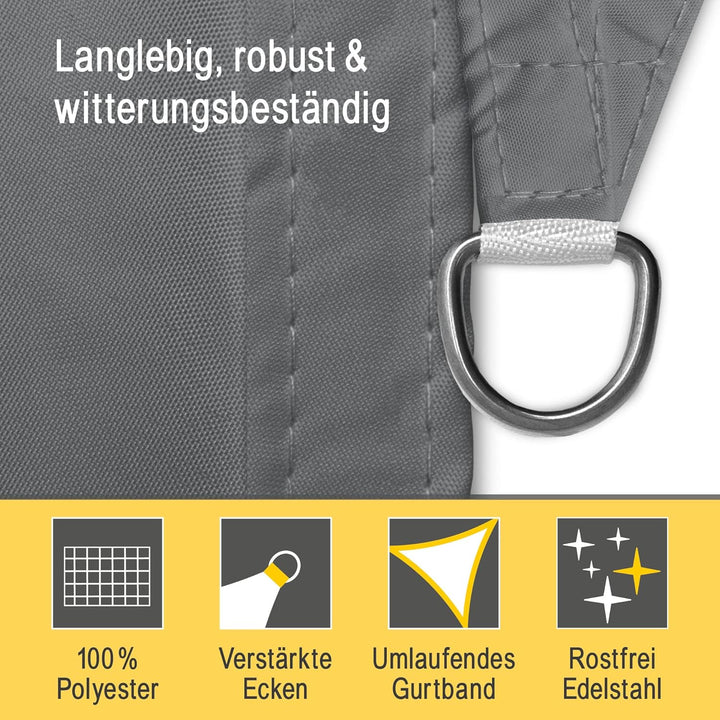 Sol Royal Sonnensegel dreieckig Wasserdicht Terrasse UV Sonnenschutz Segel | 3,6x3,6x3,6m Grau Balko