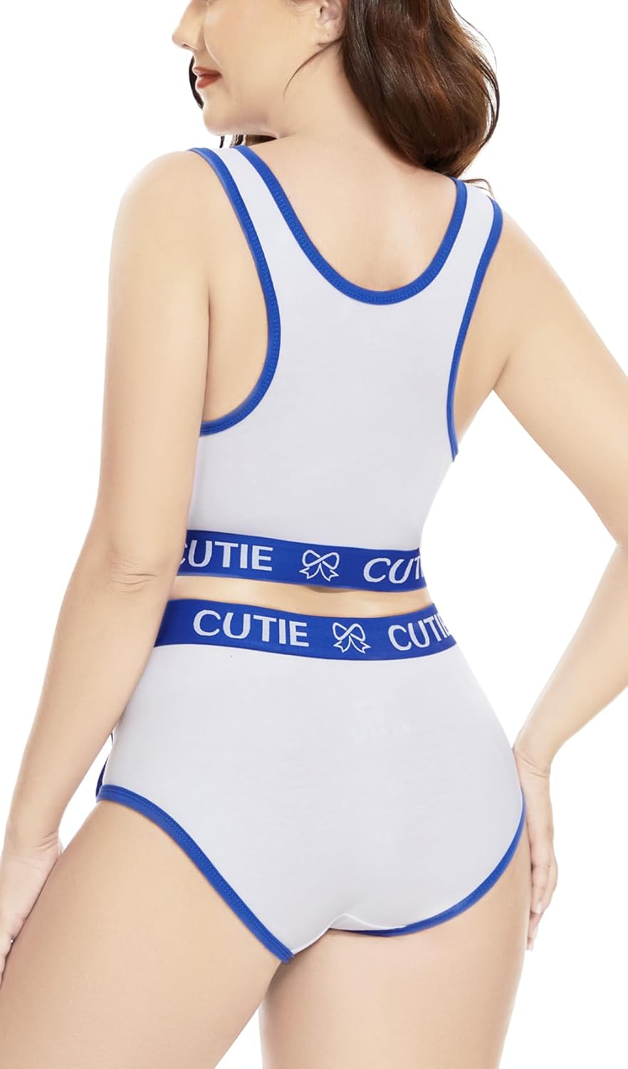 CutiePlusU Frauen Baumwolle Sport Bralette Set- Basketball 1… 3XL Weiss, 3XL Weiss