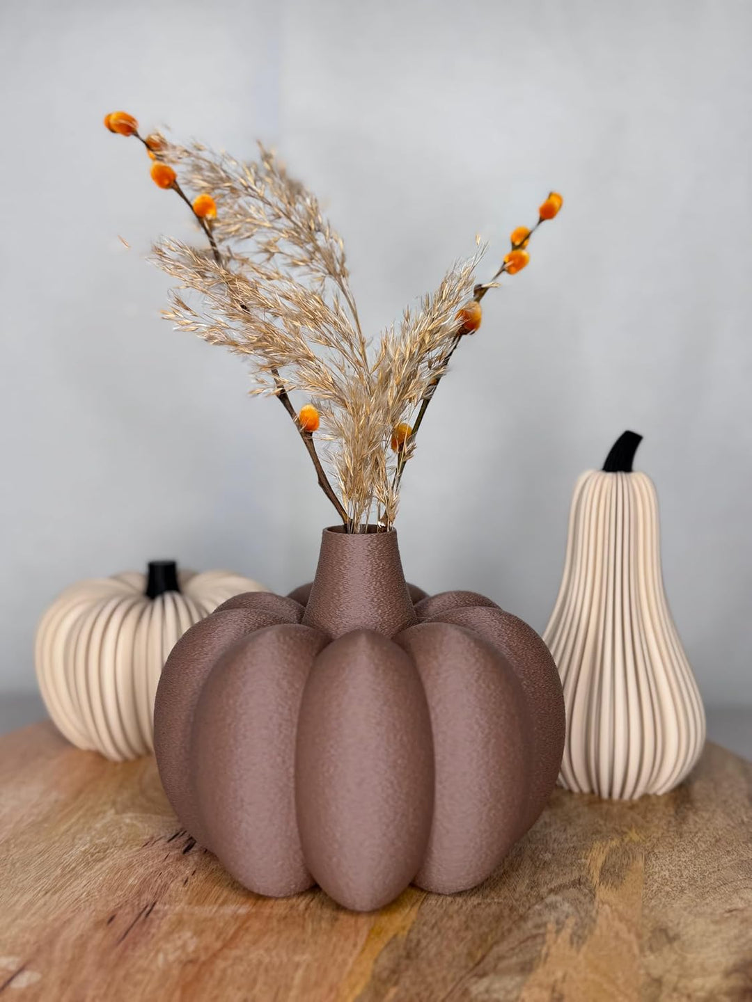 Generisch 3D gedruckte Kürbis Vase, Dunkelbraun, Dunkelbraun
