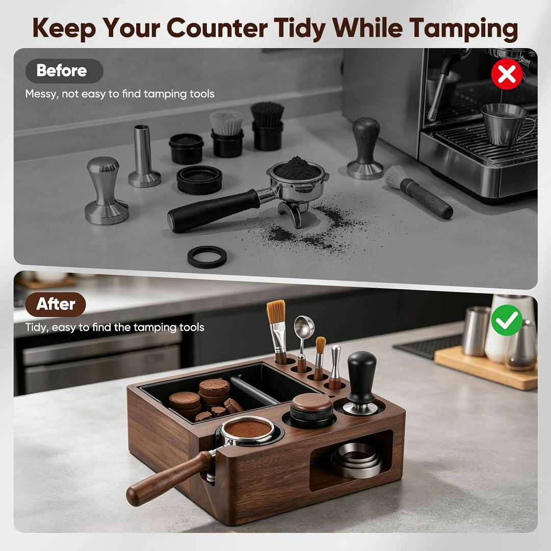 Espresso Tamperstation aus Holz für 51/54/58 mm Siebträger