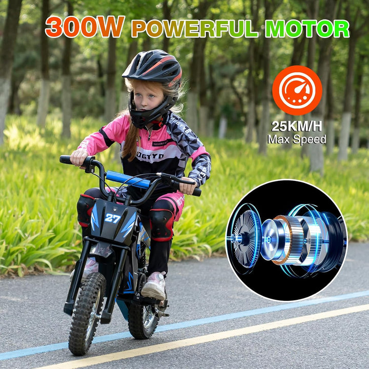 RCB TECH R9X Elektro Motorrad Kinder, Elektromotorrad mit 3 Geschwindigkeitsmodus, Max 25km/h, 36V/5