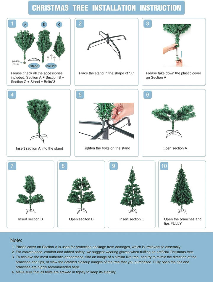 HENGMEI 120cm PVC Weihnachtsbaum Tannenbaum Christbaum Grün künstlicher mit Metallständer ca. 180 Sp