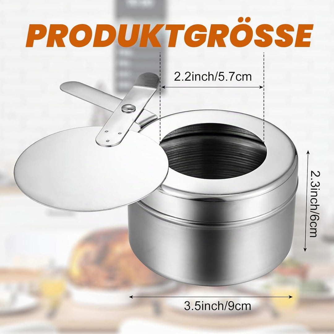 12 Stück Brennpastenbehälter, Rostfreier Stahl Brennbehälter Brennpaste, Gerader TypWarmhaltebehälte