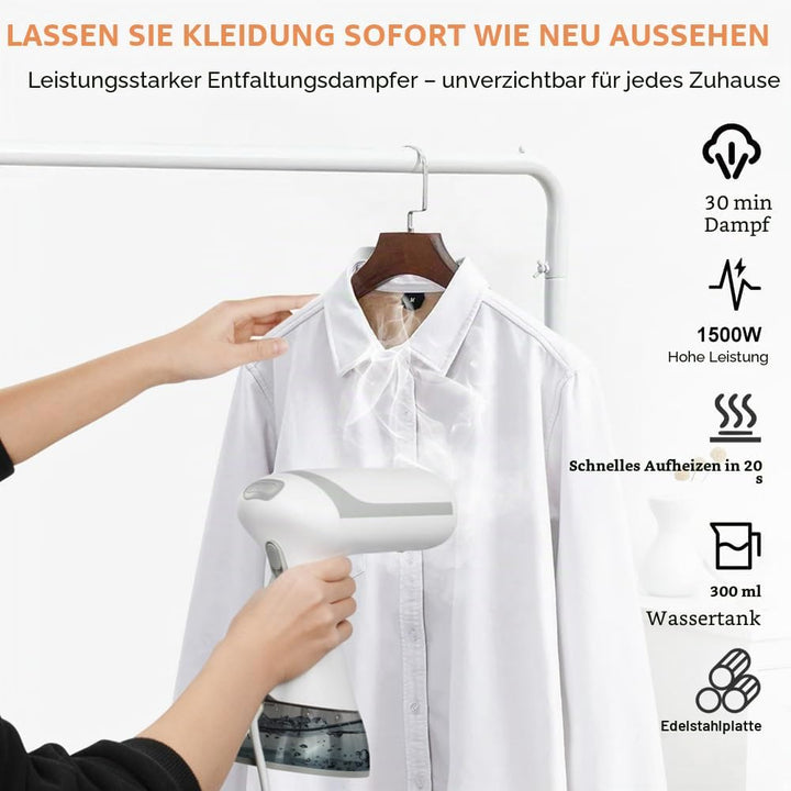 HOTUT Tragbarer Dampfglätter,1500W Dampfbürste,Steamer Dampfglätter mit 300 ml Wassertank,Hand-Dampf