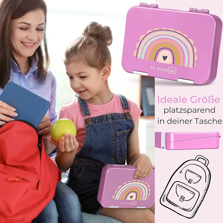 My Vesperbox – Len - Bento Box Kinder - Lunchbox mit 4+2 Fächern - extrem robust – Brotdose – Brotbo