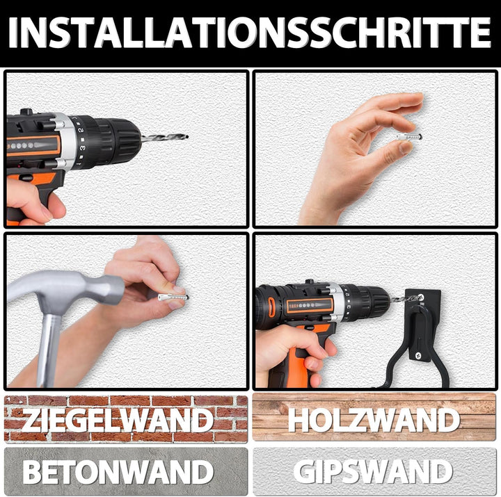 3-H 6 Stück Wandhaken Garage Wandhalterung Motorsense Halterung Wand, Rasentrimmer Aufhänger Schwerl