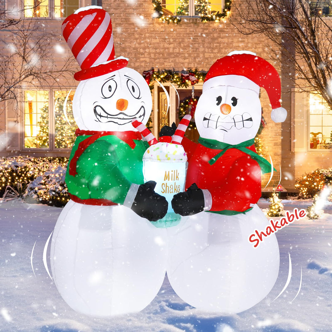 Aufblasbare Weihnachtsfiguren XL 1,8 m – Zwei lustige aufblasbare Schneemänner mit Schüttelfunktion,