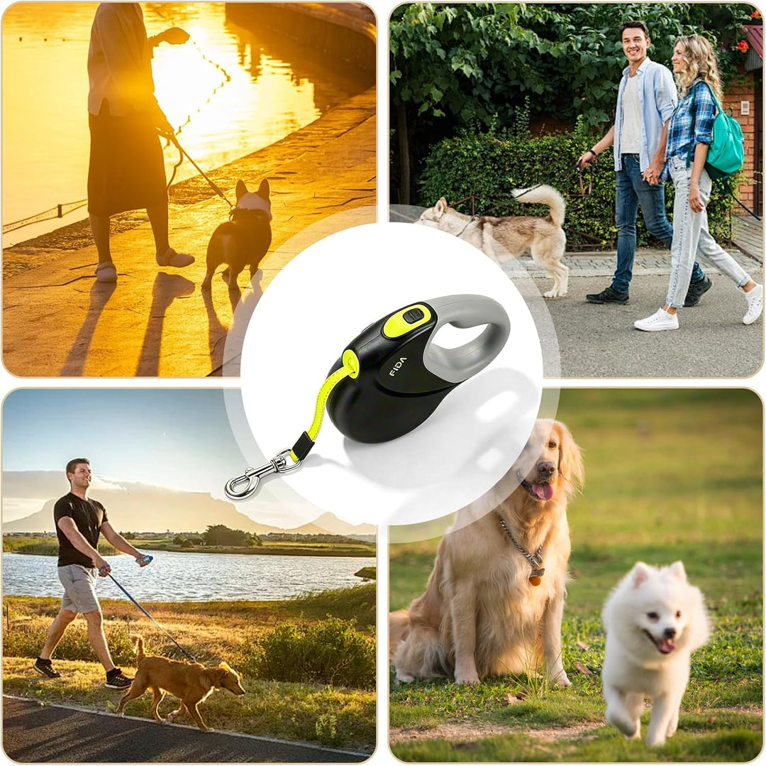 VIYETY 8m Stretch-Hunddeleine: Nylon Doppel-Hundleine, robuste Automatik Hundeleine für mittel/gross