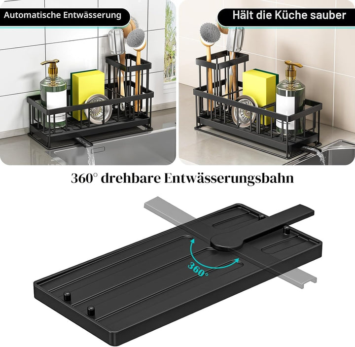 TidyTrove Schwammhalter für Spülbecken mit abnehmbarem Halter und Griff 23,8*10,2*19,6cm, 23,8*10,2*