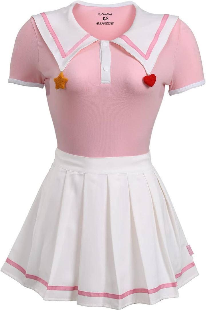CutiePlusU Baumwoll Strampler Einteiler für Erwachsene Cosplay Goodnight Einteiler Rock-Set Rosa XS,