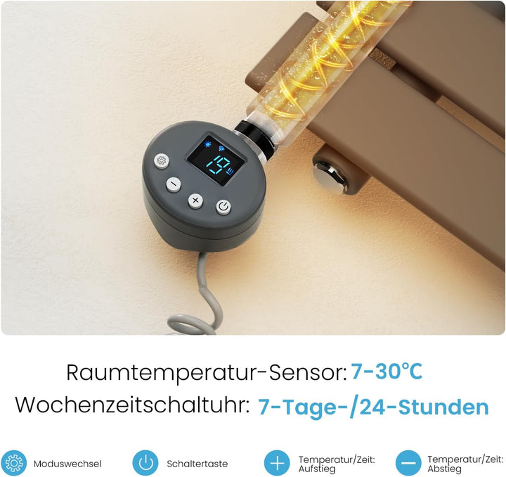 Heilmetz Badheizkörper Elektrisch WiFi 1176 x 400 mm,Flach Bad Heizkörper mit Digitalem Thermostat,