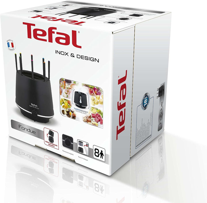 Tefal EF256812 Fondue aus Edelstahl &amp; Design mit isolierender Wand, 8 Gabeln, spülmaschinenfest und