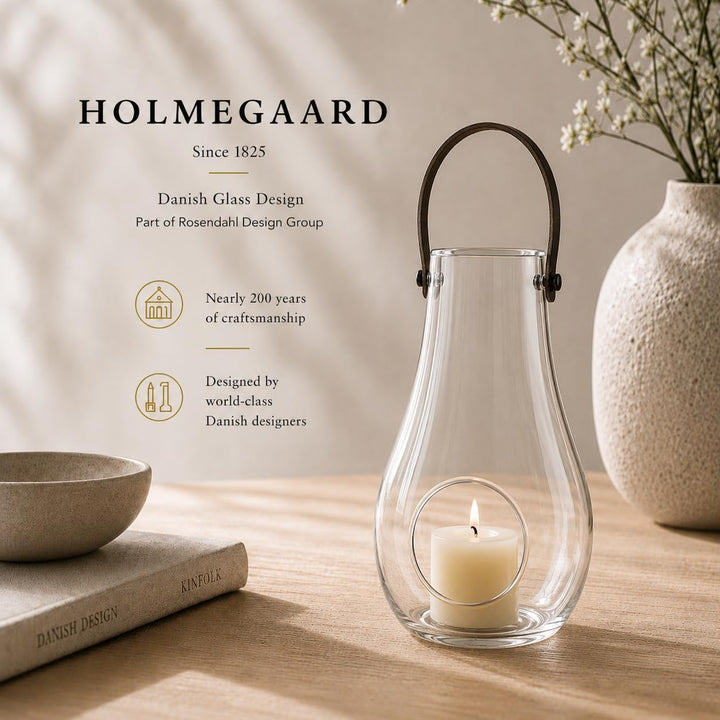 Holmegaard Laterne H29 cm Design with Light aus mundgeblasenem Glas, klar Klar H29 cm, Klar H29 cm