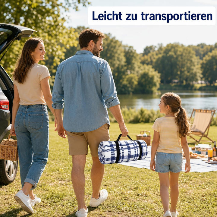 Picknickdecke XXL 200x200 cm, gepolstert &amp; faltbar, wasserabweisend