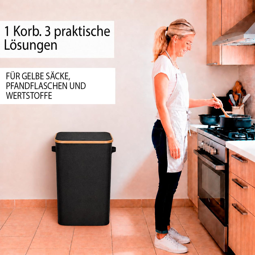 Gelber Sack Ständer Stabil mit Deckel – Müllsackständer &amp; Müllständer 70-120L, Gelber Sack Halter, M