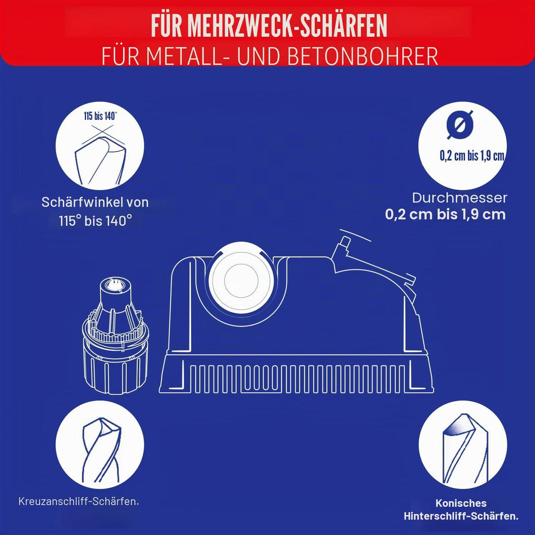Tivoly Drill Doctor 750 – Bohrerschärfgerät (2,5 bis 19 mm, Spitze 118º und 135