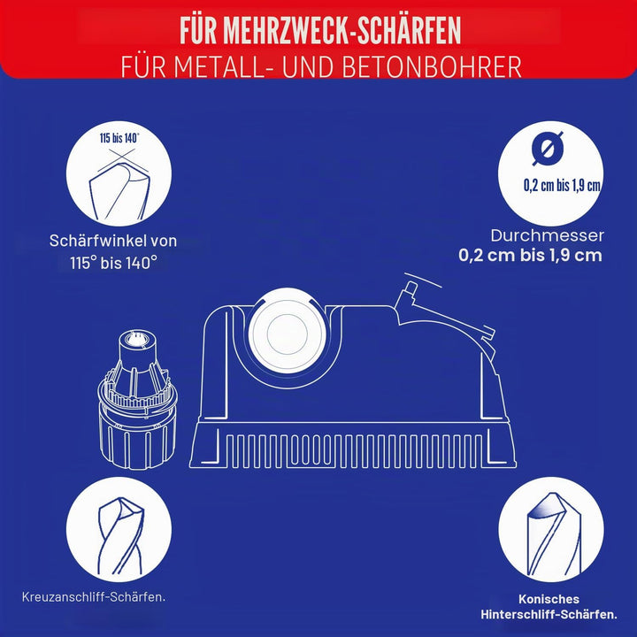Tivoly Drill Doctor 750 – Bohrerschärfgerät (2,5 bis 19 mm, Spitze 118º und 135