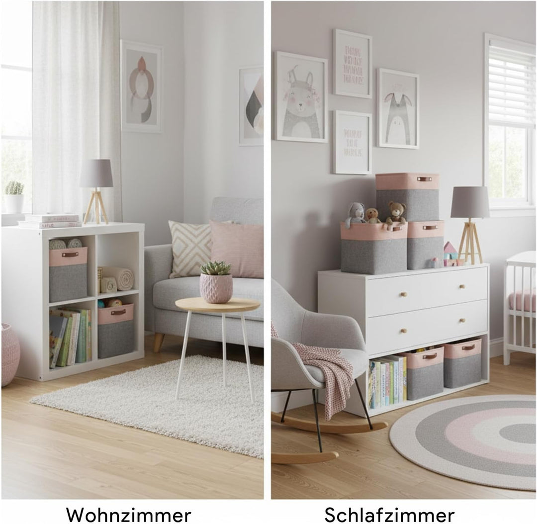 Mangata 25|28|30|33cm Aufbewahrungsbox Stoff, Aufbewahrungskorb für Regal, Korb Aufbewahrung, 3-er P