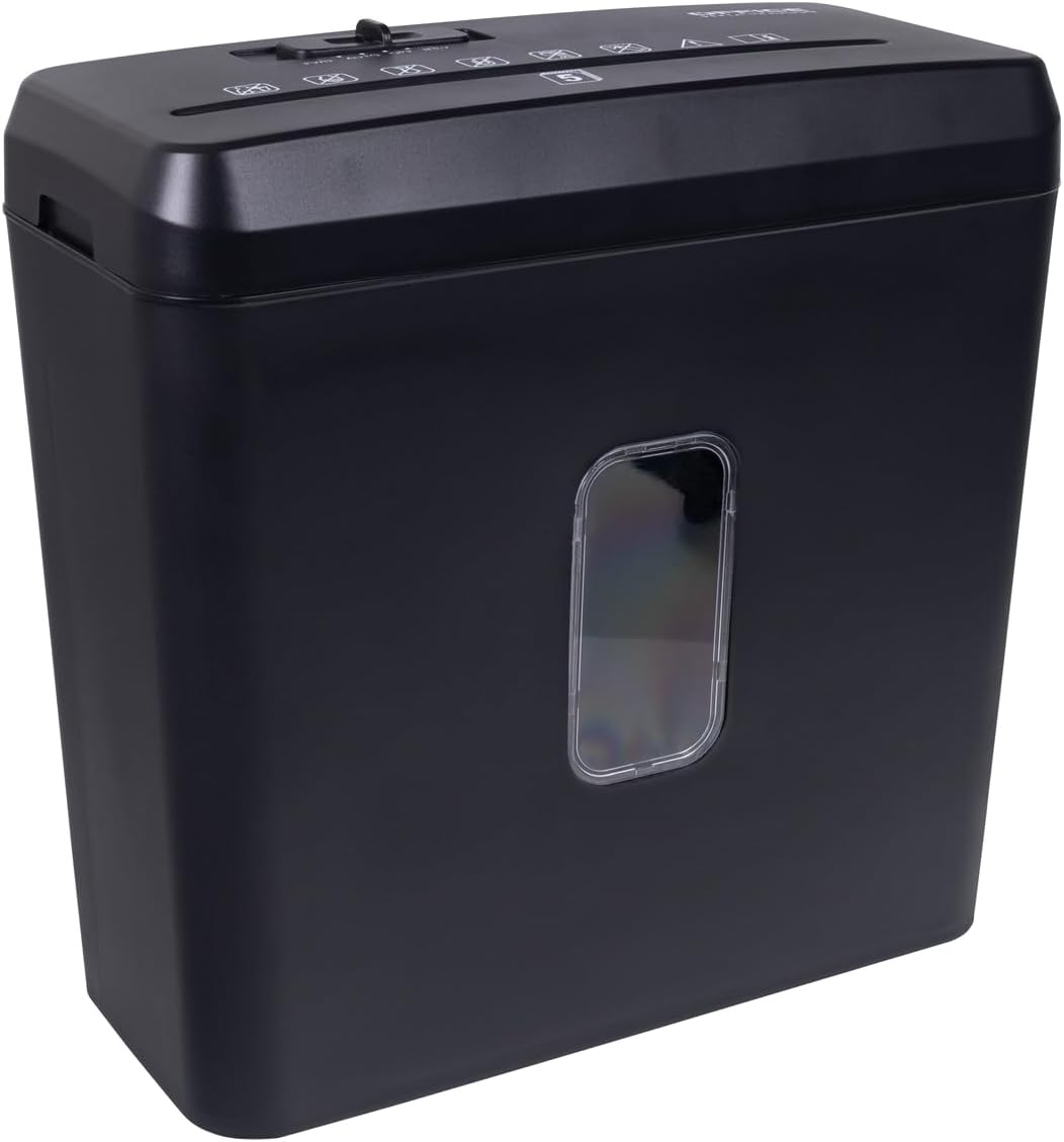 Office Products Aktenvernichter / 5-6 Blätter Querschnitt/Behälter 8 l/Schwarz/Papierschredder für k