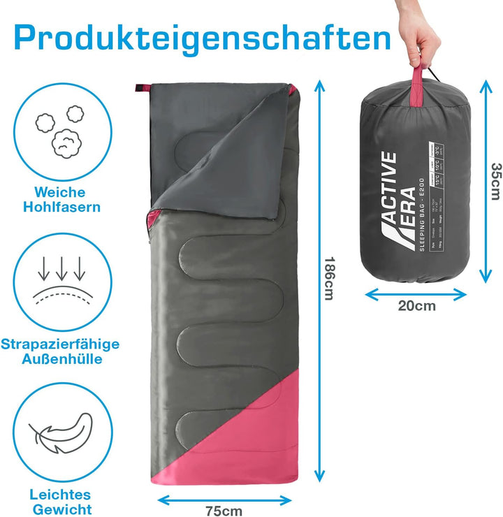Active Era Deckenschlafsack - Sleeping Bag, -3°C bis 15°C Sommer, Frühling, Herbst - Leichter Schlaf