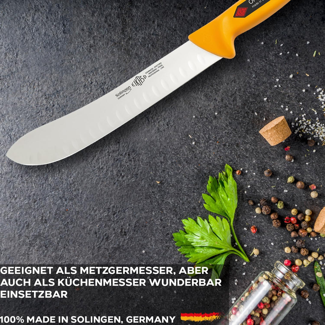 EIKASO Solingen Germany Fleischmesser amerikanische Klingenform mit Kullen 26cm - Metzgermesser Küch
