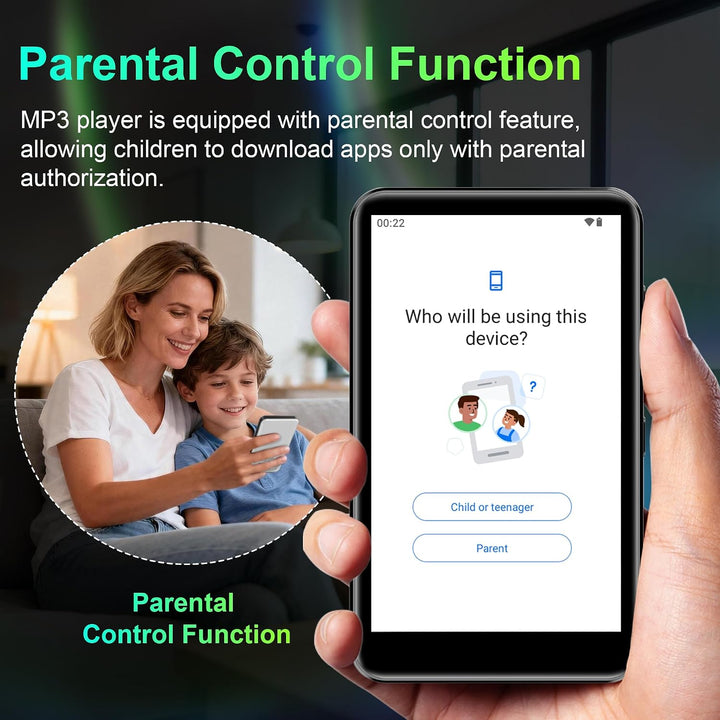 SWOFY D08 Android 13 MP3-Player, 4-Zoll-Touchscreen, Bluetooth &amp; WLAN, 32GB Speicher, kompatibel mit