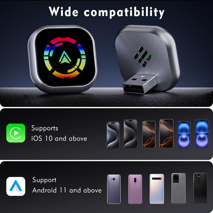 Wireless Carplay Adapter, 2 in 1 Android Auto&amp;Carplay Wireless Adapter, Upgrade auf kabelloses CarPl