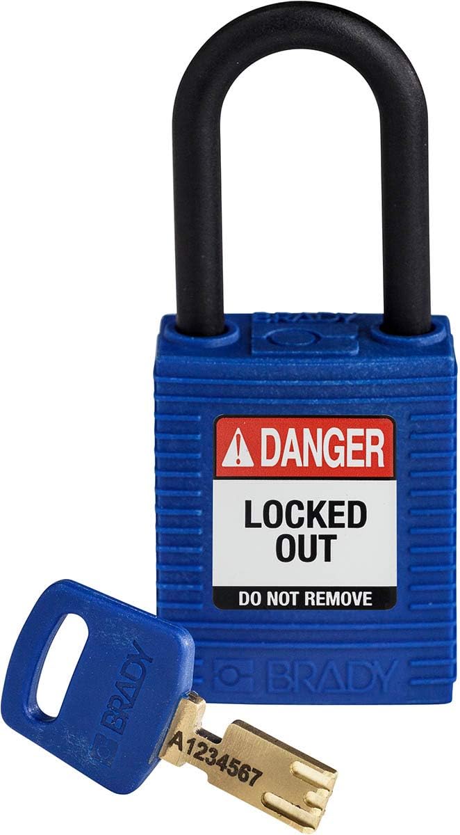 Brady (NYL-BLU-38PL-KA3PK) SafeKey Nylon Lockout-Vorhängeschloss Mit Nylon Bügel 38.00 mm Blau KA -