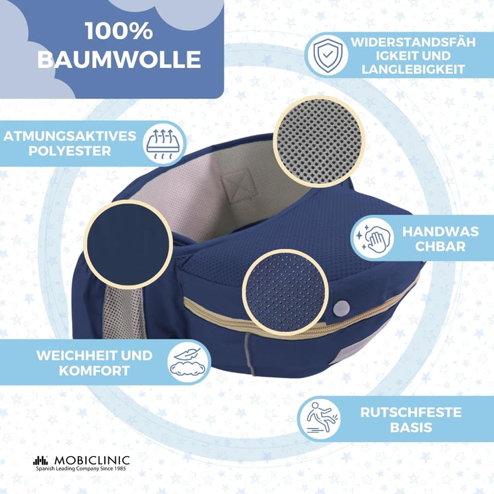 Mobiclinic® kids, Babytrage, 6 in 1, Moley, Mehrpositionale, Faltbar, Reissverschlusstasche, Flasche