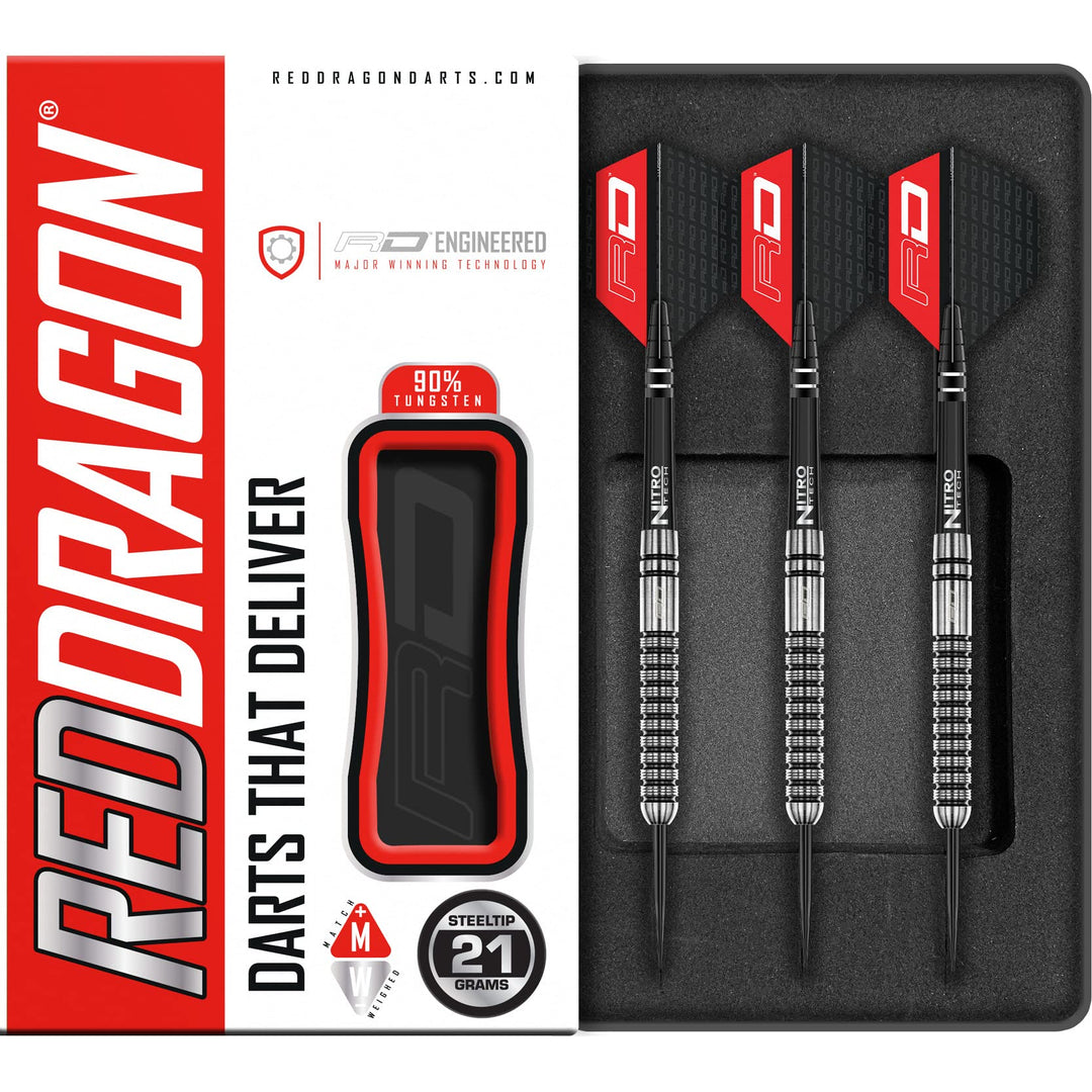 RED DRAGON Gian Van Veen Premium Wolfram Darts Set mit Flüge und Stielen 21.0 Gramm, 21.0 Gramm