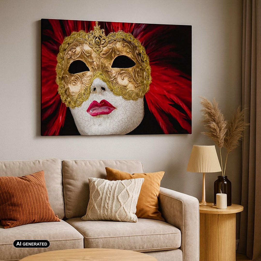 Bilder auf Leinwand Venezianische Maske Kostüm Spass Feder Leinwandbild 70x50cm Wandbilder Dekoratio
