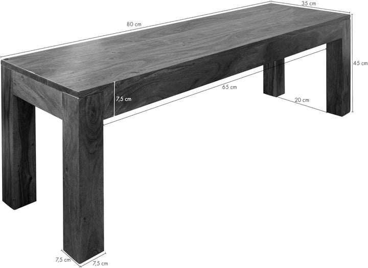 MASSIVMOEBEL24.DE Akazie Massivmöbel Bank 80x35 Honig Holz massiv Möbel Oxford 